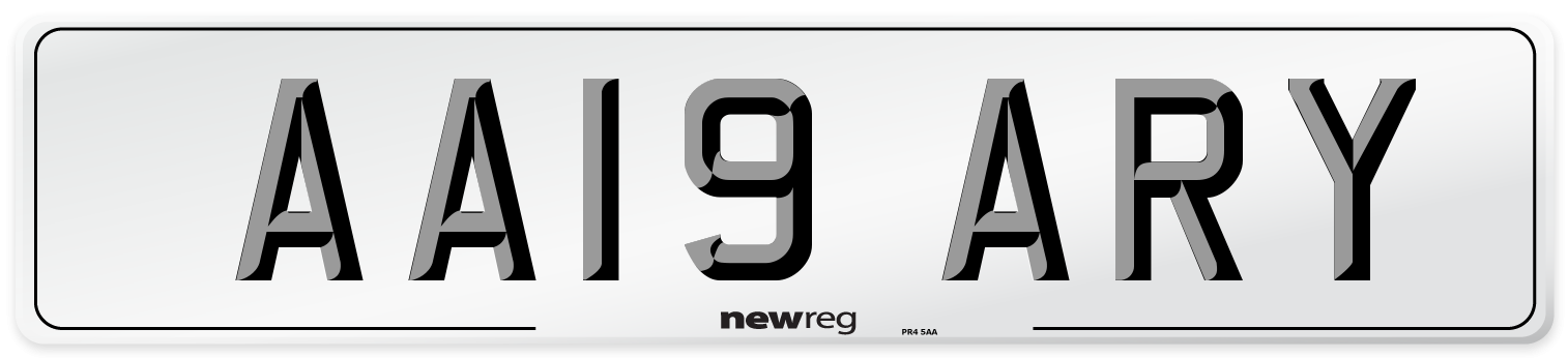 AA19 ARY Number Plate from New Reg